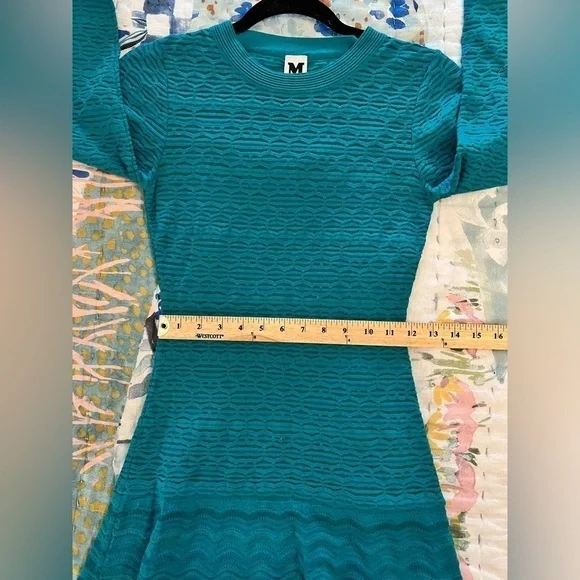 MISSONI XS Blue Sweater Dress Wool-Blend A-Line